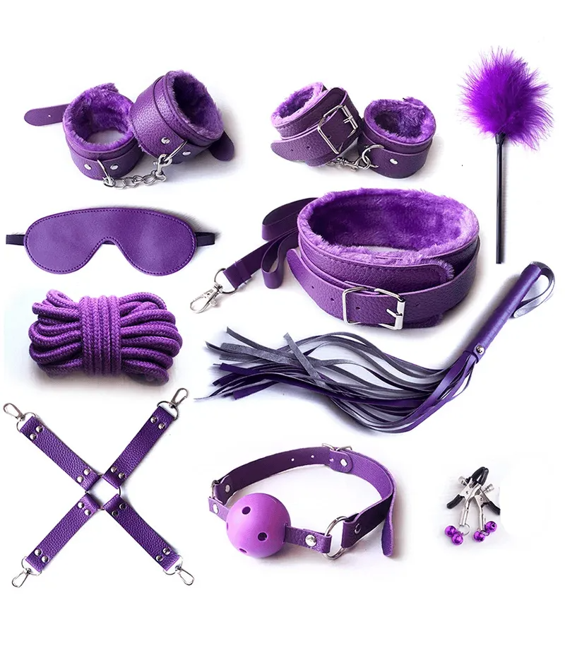 Kit Sado BDSM 10 Peças Roxo